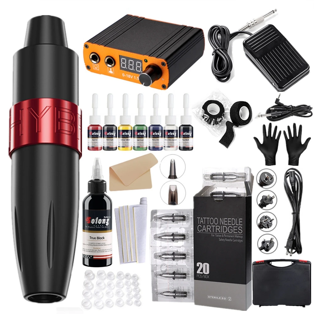 Tattoo Set Rotary Machine Pen 20 Pcs Needle Core 8 Ink Digital Power Supply Professional Ek129-1
Tattoo Set Rotary Machine Pen 20 Pcs Needle Core 8 Ink Digital Power Supply Professional Ek129-1
