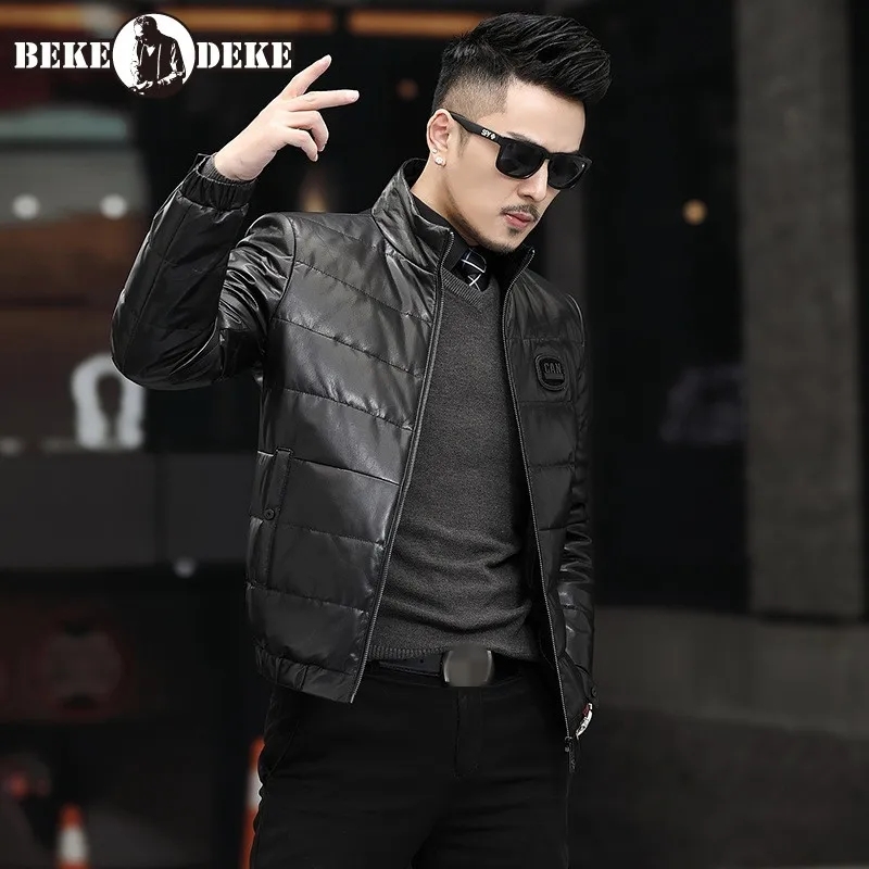 Genuine Leather Men Business Down Coat Winter Thick Warm Slim Casual Short Outerwear High Quality Stand Collar Biker Down Jacket
Genuine Leather Men Business Down Coat Winter Thick Warm Slim Casual Short Outerwear High Quality Stand Collar Biker Down Jacket