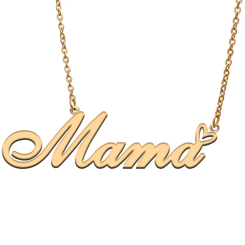 

Mama Love Heart Name Necklace Personalized Gold Plated Stainless Steel Collar for Women Girls Friends Birthday Wedding Gift