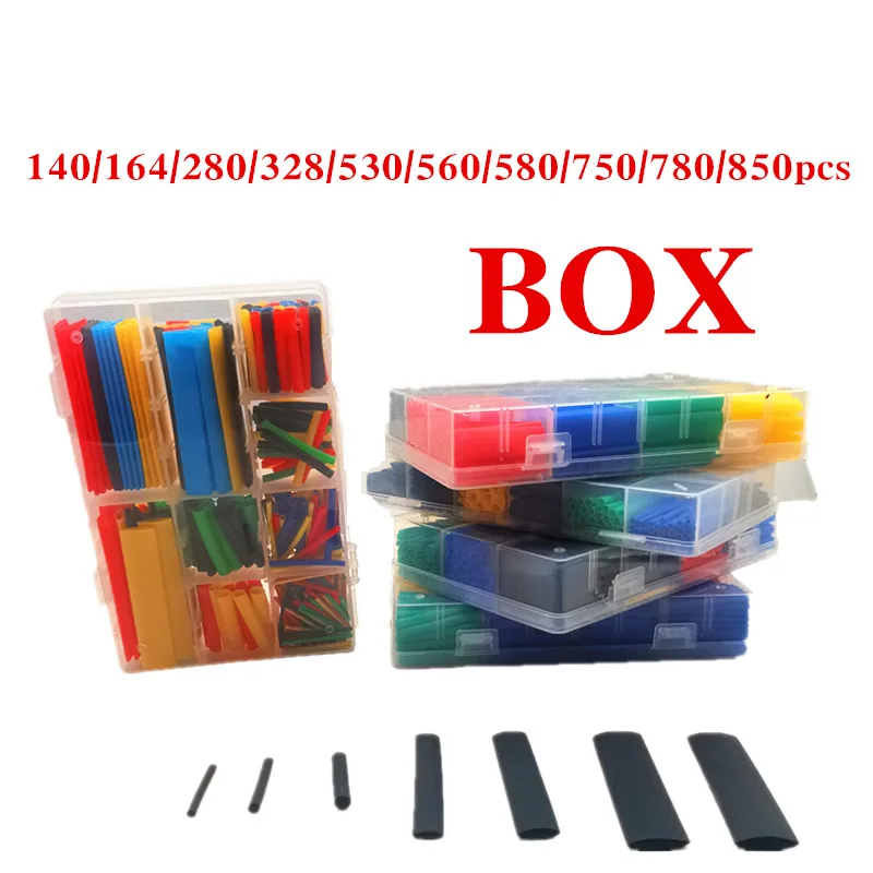 

153/560/580/750/780/850/164/280/328pcs boxed heat shrinkable tube combination 2:1 insulated polyolefin sheathed heat shrink