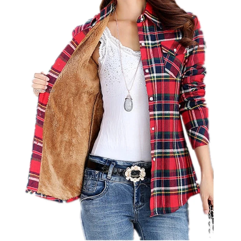 2020 New Plus Size Women Coats Winter Warm Blouses Long Sleeve Thick Velvet Plaid Shirt Flannel Shirts Full Cotton Top M-XXL
2020 New Plus Size Women Coats Winter Warm Blouses Long Sleeve Thick Velvet Plaid Shirt Flannel Shirts Full Cotton Top M-XXL