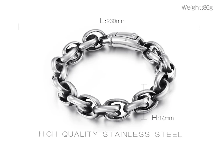 Man Jewels Rock Chunky 14mm Width Link Chain Bracelet Men Stainless Steel 23CM Heavy Chain & Link Bracelet Hip Hop Party Jewelry
Man Jewels Rock Chunky 14mm Width Link Chain Bracelet Men Stainless Steel 23CM Heavy Chain & Link Bracelet Hip Hop Party Jewelry
