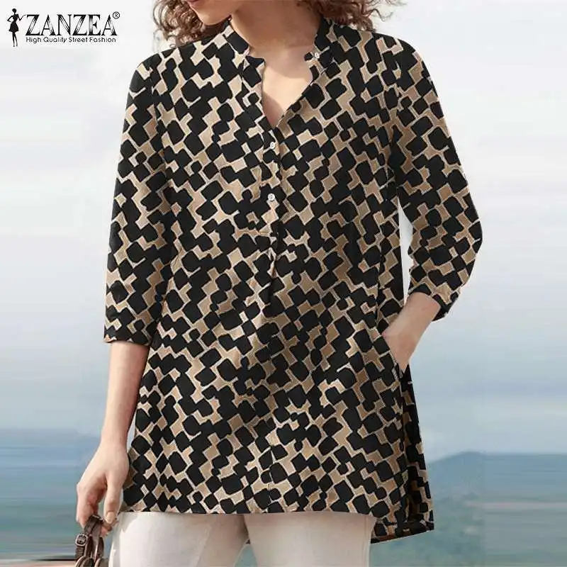 ZANZEA Autumn Female Fashion Chemise Tops Holiday Party O Neck Shirt Casual Button Blouse Women Vintage 3/4 Sleeve OL Chemise
ZANZEA Autumn Female Fashion Chemise Tops Holiday Party O Neck Shirt Casual Button Blouse Women Vintage 3/4 Sleeve OL Chemise