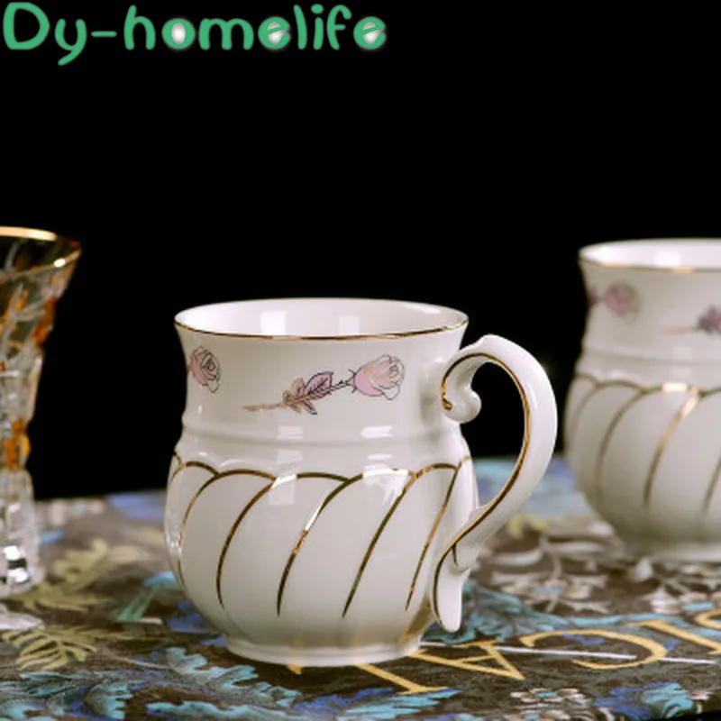 8-piece European-style Cherry Blossom / Peony Flower Drawing Gold Lotus Leaf Edge Ceramic Coffee Tea Set with Tray Coffee Set
8-piece European-style Cherry Blossom / Peony Flower Drawing Gold Lotus Leaf Edge Ceramic Coffee Tea Set with Tray Coffee Set
