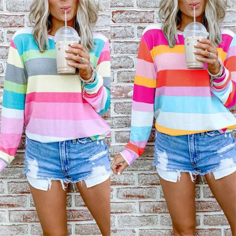 Женский свитер в полоску, Осенний цветной Радужный пуловер в контрастную полоску с длинным рукавом, уличная одежда, новинка, джемпер Harakuju, с...
Женский свитер в полоску, Осенний цветной Радужный пуловер в контрастную полоску с длинным рукавом, уличная одежда, новинка, джемпер Harakuju, с...