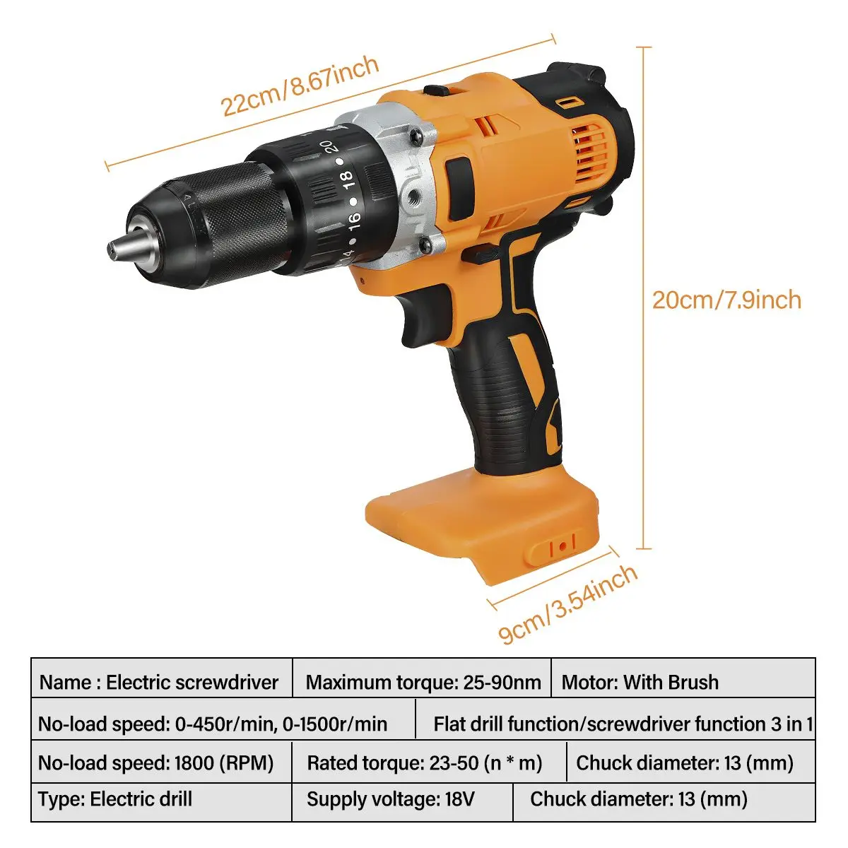 13mm 90NM 3 in 1 Cordless Impact Electric Drill Screwdriver 18V 2 Speed Mini Wireless Power Driver Tools for Makita Battery
13mm 90NM 3 in 1 Cordless Impact Electric Drill Screwdriver 18V 2 Speed Mini Wireless Power Driver Tools for Makita Battery