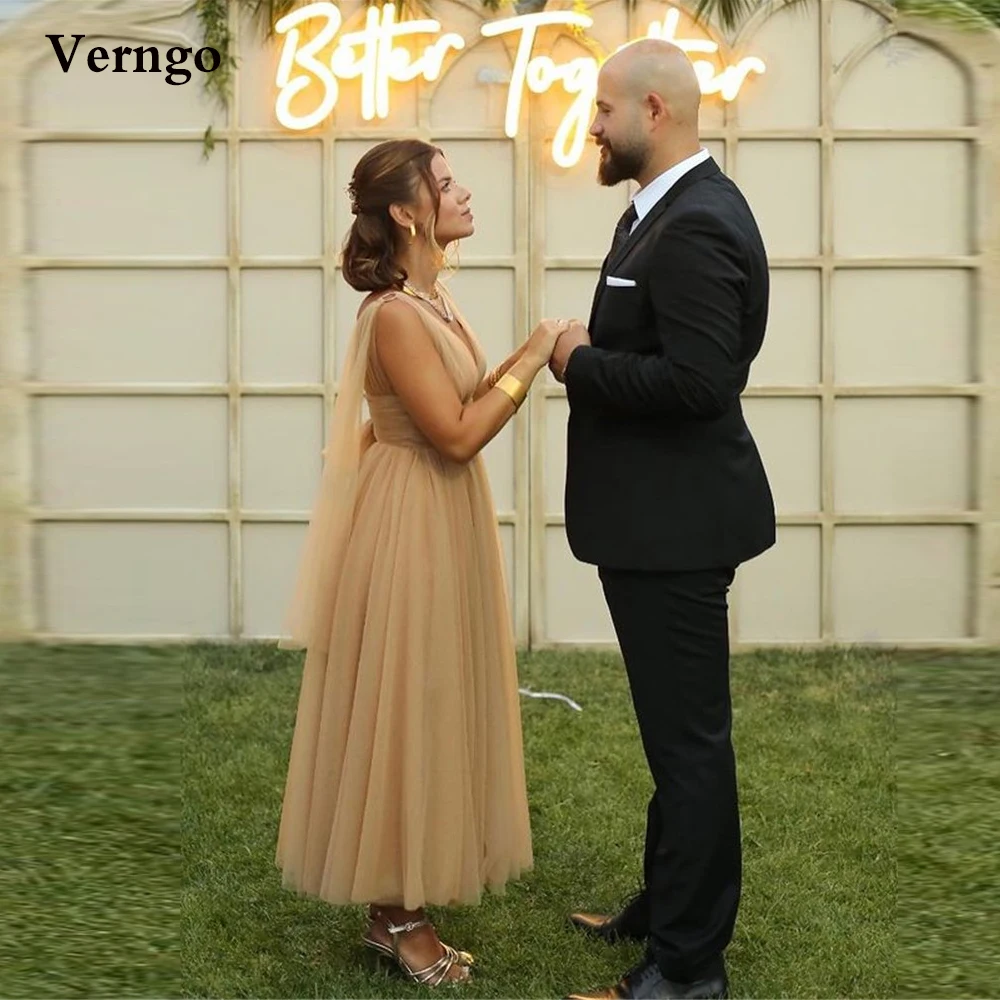 Verngo Simple Champagne A Line Tulle Wedding Party Dresses V Neck Ankle Length Bride Receiption Gowns Lace Up BackFormal Dress
Verngo Simple Champagne A Line Tulle Wedding Party Dresses V Neck Ankle Length Bride Receiption Gowns Lace Up BackFormal Dress