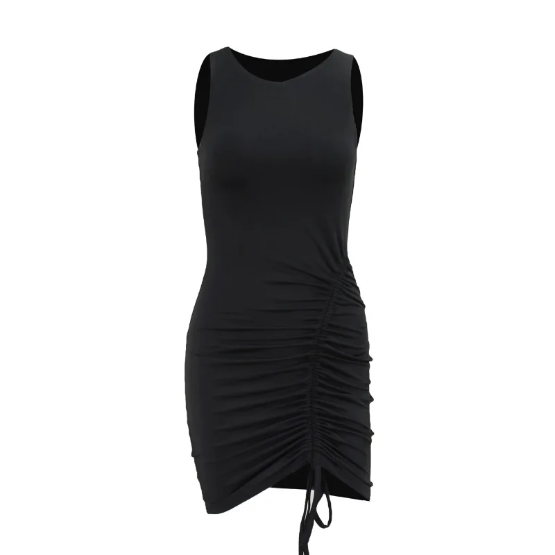 Sexy Dresses for Women Robe Black Off Shoulde Vestido Fashion Solid Double Pleated O Neck Sleeveless Drawstring Mini Dress Party
Sexy Dresses for Women Robe Black Off Shoulde Vestido Fashion Solid Double Pleated O Neck Sleeveless Drawstring Mini Dress Party