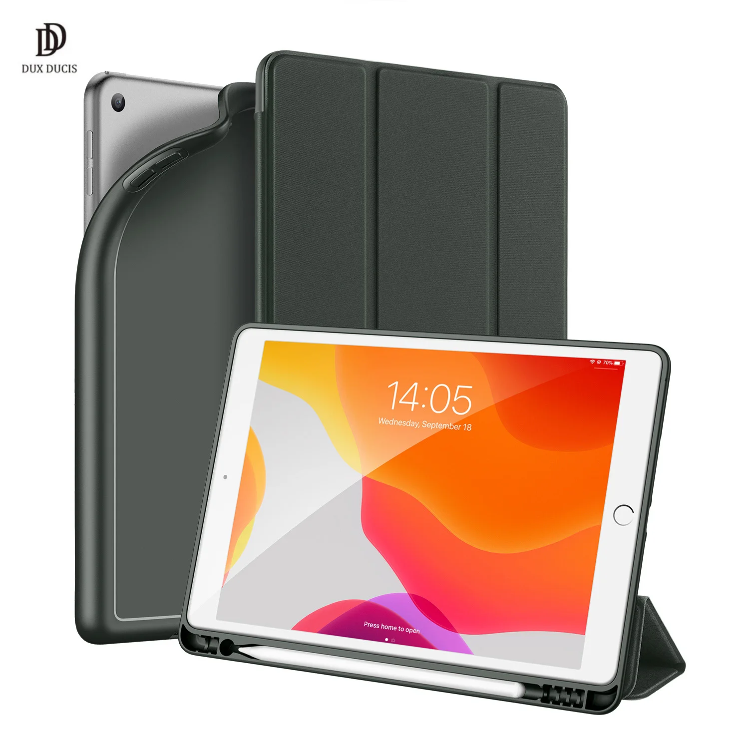 

Tablet Leather Case For iPad 7/8 10.2 Smart Sleep Wake DUX DUCIS OSOM Series with Pencil Holder Trifold Stand Clear Back