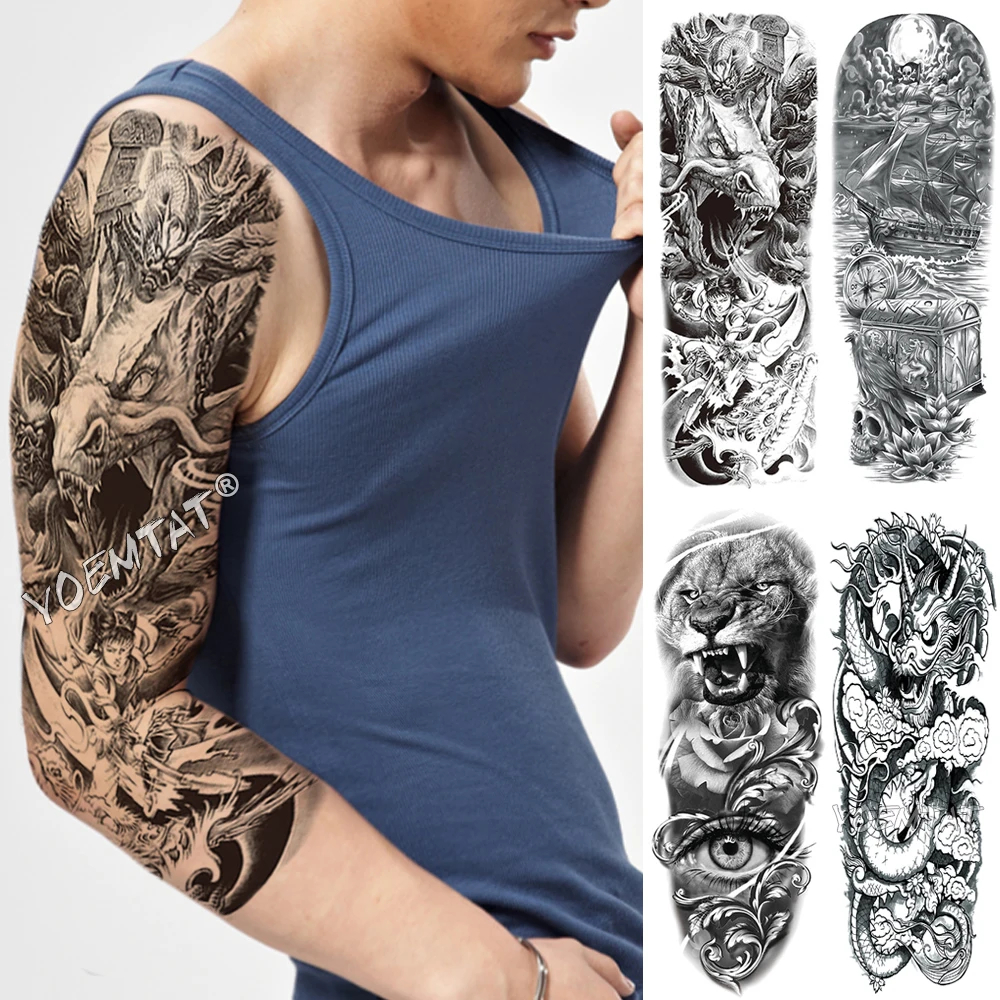 Large Arm Sleeve Tattoo Deep Sea Dragon Waterproof Temporary Fake Tatoo Sticker Skull Nezha Warrior Men Women Full Totem Tatto 
Large Arm Sleeve Tattoo Deep Sea Dragon Waterproof Temporary Fake Tatoo Sticker Skull Nezha Warrior Men Women Full Totem Tatto