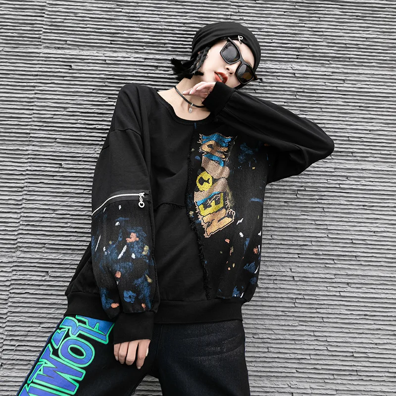 spring Autumn new round neck stitching letter printing fashion loose sweater Y660
spring Autumn new round neck stitching letter printing fashion loose sweater Y660