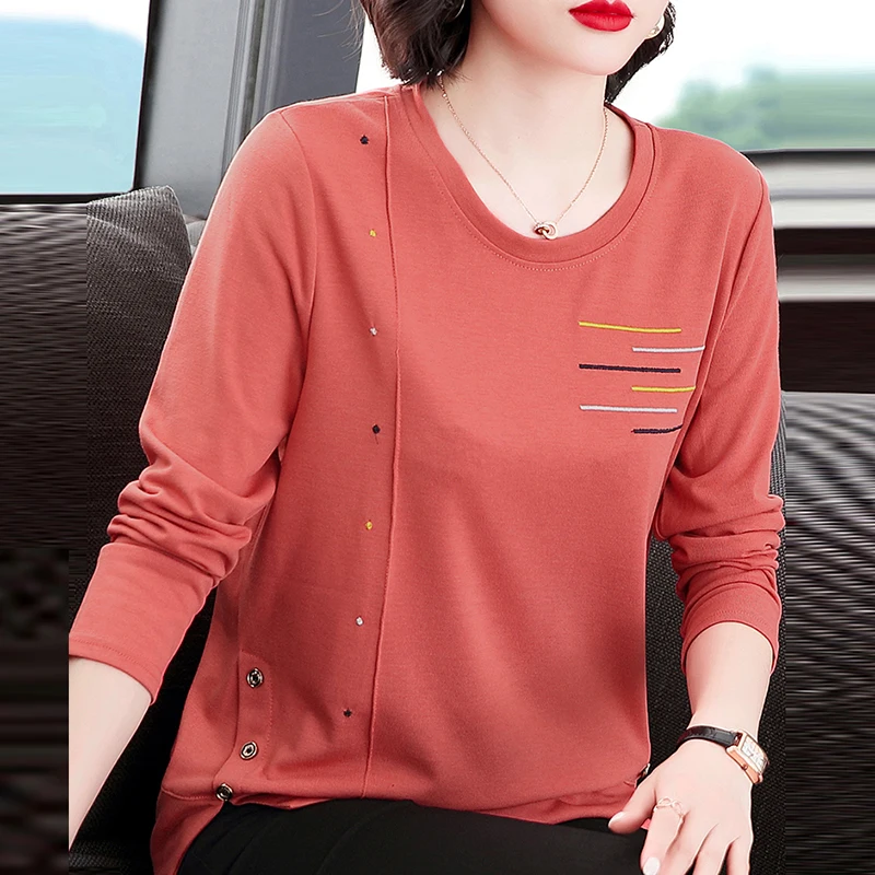 Women Casual Spring Pullover Big Size 5XL Patchwork Mom's Tops Fashion Stripe Embroidery O-Neck Cotton Long Sleeve T-Shirt
Women Casual Spring Pullover Big Size 5XL Patchwork Mom's Tops Fashion Stripe Embroidery O-Neck Cotton Long Sleeve T-Shirt
