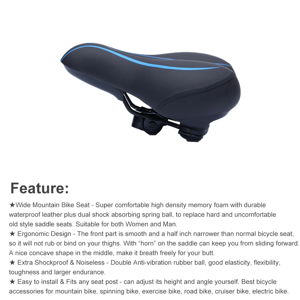 Bicycle Saddle with Inflatable Model 300mm*200mm Blue/Green/Red Silicone Bicycle Seat Cushion Black Steel Bow Accessories
Bicycle Saddle with Inflatable Model 300mm*200mm Blue/Green/Red Silicone Bicycle Seat Cushion Black Steel Bow Accessories