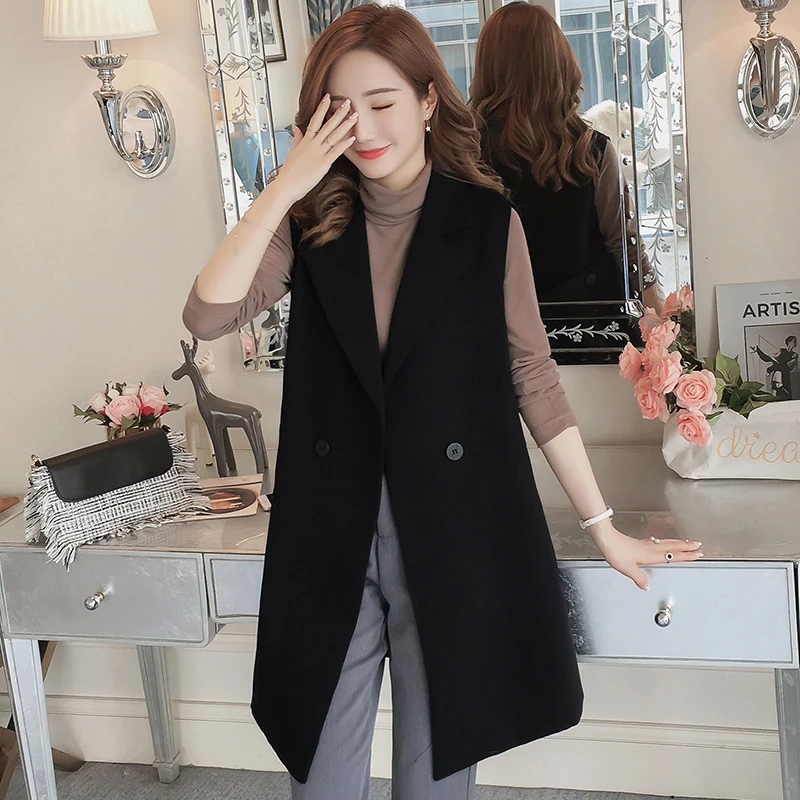 New Korean Fashion Split Long Women's Vest Spring Elegant Black Sleeveless Jacket Female Solid Cardigan Waistcoat Vests Colete
New Korean Fashion Split Long Women's Vest Spring Elegant Black Sleeveless Jacket Female Solid Cardigan Waistcoat Vests Colete