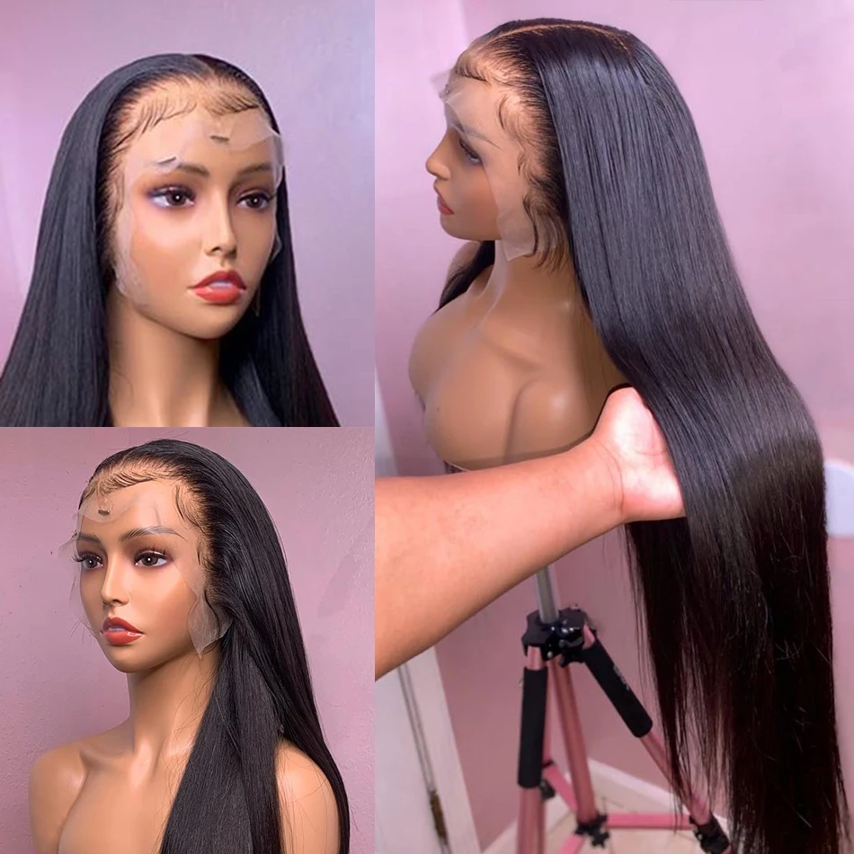 

Парик 13x4 из человеческих волос на сетке спереди, предварительно выщипанный бразильский прямой парик на сетке спереди, плотность 180, передни...