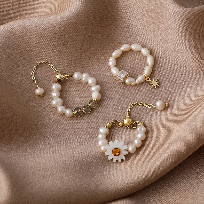 Women's Ring Fresh Water Pearl Zircon Crystal Stone Flower Chain Adjustable Drawstring Jewelry Accessories 
Women's Ring Fresh Water Pearl Zircon Crystal Stone Flower Chain Adjustable Drawstring Jewelry Accessories