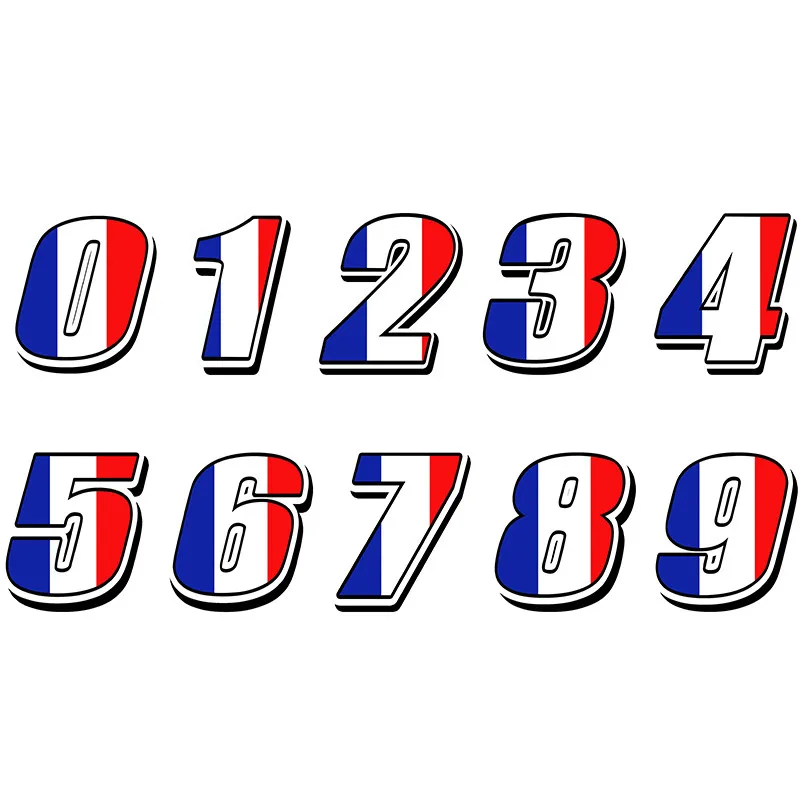 

20*20cm 3D Car Sticker Racing Numbers Vinyl France Flag Stickers Decal Motocross Moto Auto ATV BIKE Decor Helmet Decals