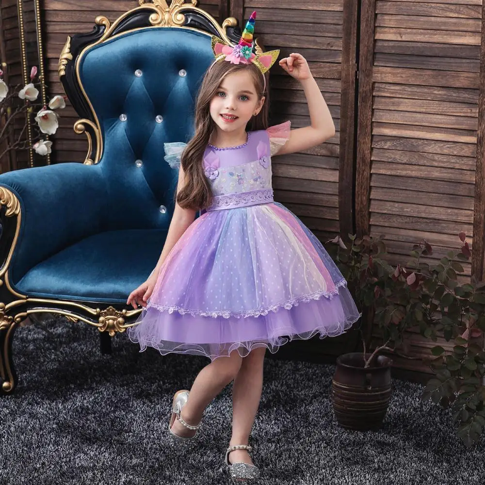 BH- 756A # детское платье с цветами для девочек Короткое бальное цвета шампанского