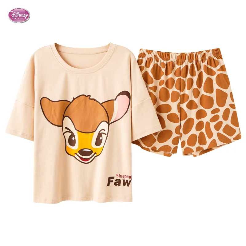 Disney Anime Summer Cotton Pajamas Women's Short Sleeve Shorts Kawaii Deer Letter Print Cute Cartoon Home Suit Pajama Sets Woman
Disney Anime Summer Cotton Pajamas Women's Short Sleeve Shorts Kawaii Deer Letter Print Cute Cartoon Home Suit Pajama Sets Woman