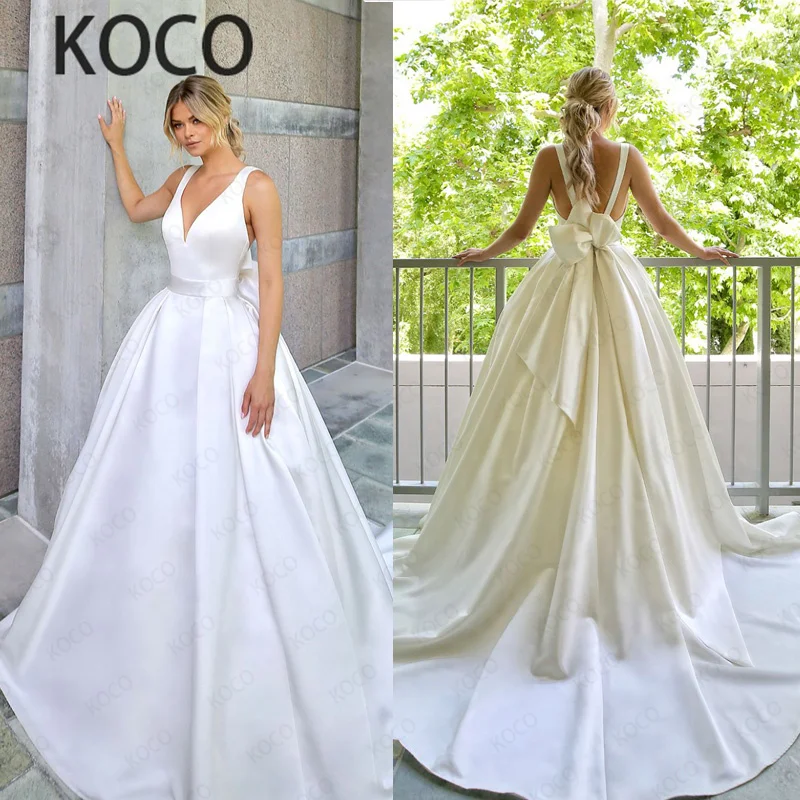 Женское свадебное платье с V-образным вырезом, с аппликацией 
Женское свадебное платье с V-образным вырезом, с аппликацией