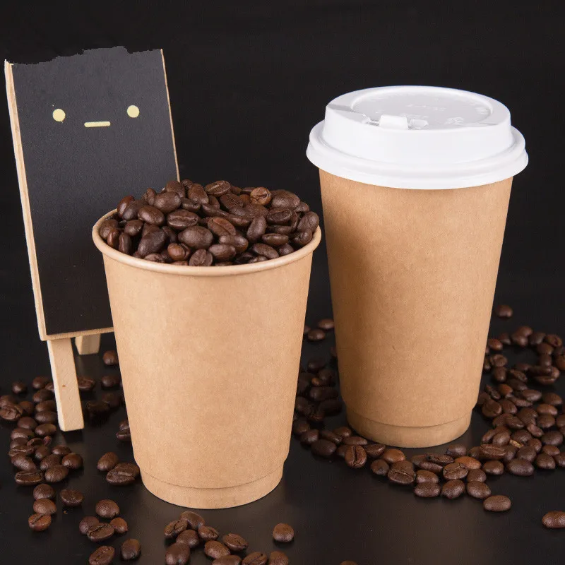 50pcs High quality krft paper disposable coffee cup thick hot drink hollow hot drink cup takeaway packaging cups with lid
50pcs High quality krft paper disposable coffee cup thick hot drink hollow hot drink cup takeaway packaging cups with lid
