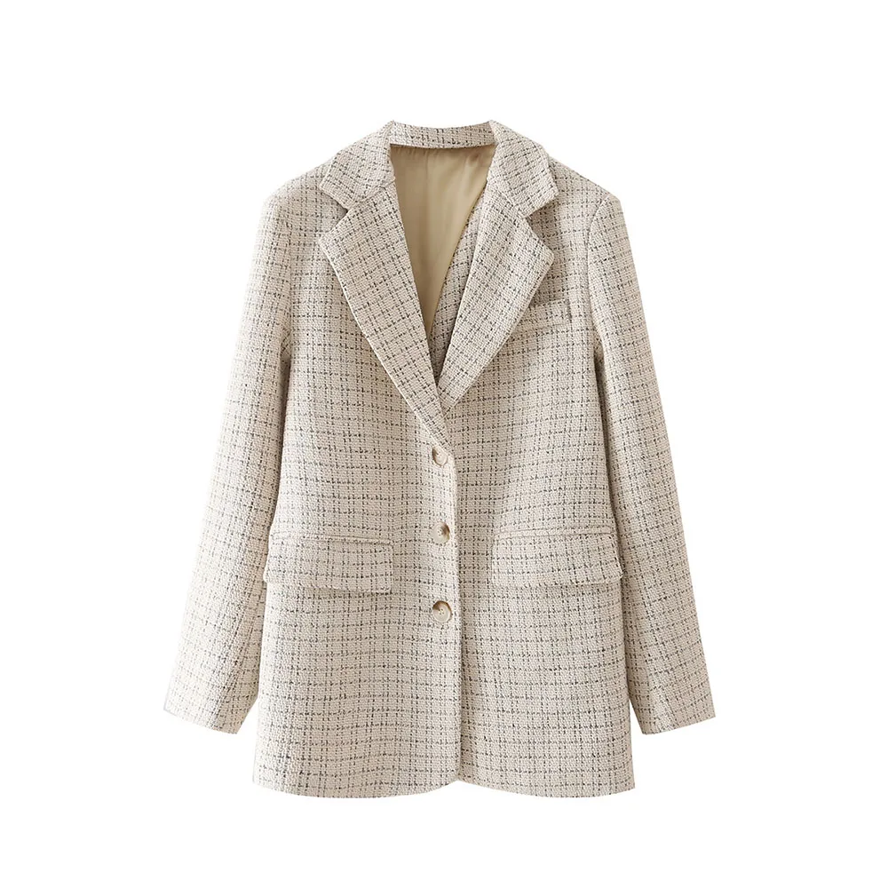 Женский твидовый бежевый клетчатый костюм DYLQFS, винтажный офисный однобортный пиджак с длинным рукавом, повседневный модный шикарный топ, ... 
Женский твидовый бежевый клетчатый костюм DYLQFS, винтажный офисный однобортный пиджак с длинным рукавом, повседневный модный шикарный топ, ...