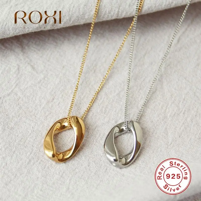 

ROXI Hollow Oval Necklace for Women Girls Casual Minimalism Geometry Choker Jewelry Chain Korean Collares Ins Clavicle Necklace