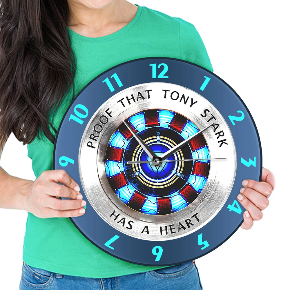 Proof That Tony Stark Has A Heart Arc Reactor Print Acrylic Wall Clock Superhero Style Hanging Wall Watch Movie Fans Home Decor
Proof That Tony Stark Has A Heart Arc Reactor Print Acrylic Wall Clock Superhero Style Hanging Wall Watch Movie Fans Home Decor