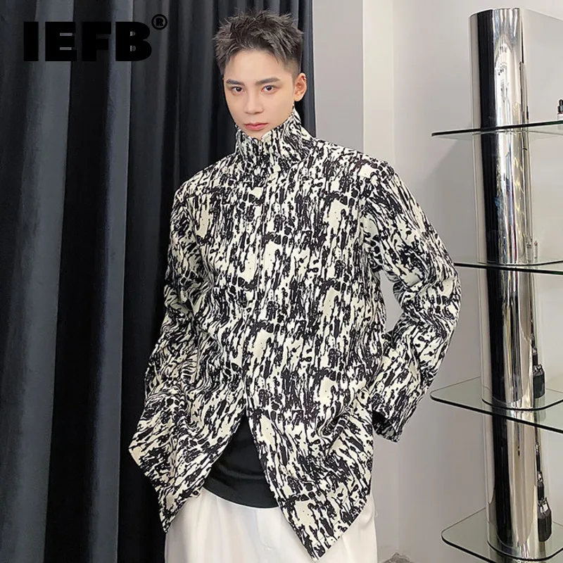 IEFB Autumn Flocking Ink Flower Stand Collar Zipper Men's Shirt Fashionable Zipped Shirts 2022 Korean Long Sleeve Tops 9Y9923 
IEFB Autumn Flocking Ink Flower Stand Collar Zipper Men's Shirt Fashionable Zipped Shirts 2022 Korean Long Sleeve Tops 9Y9923