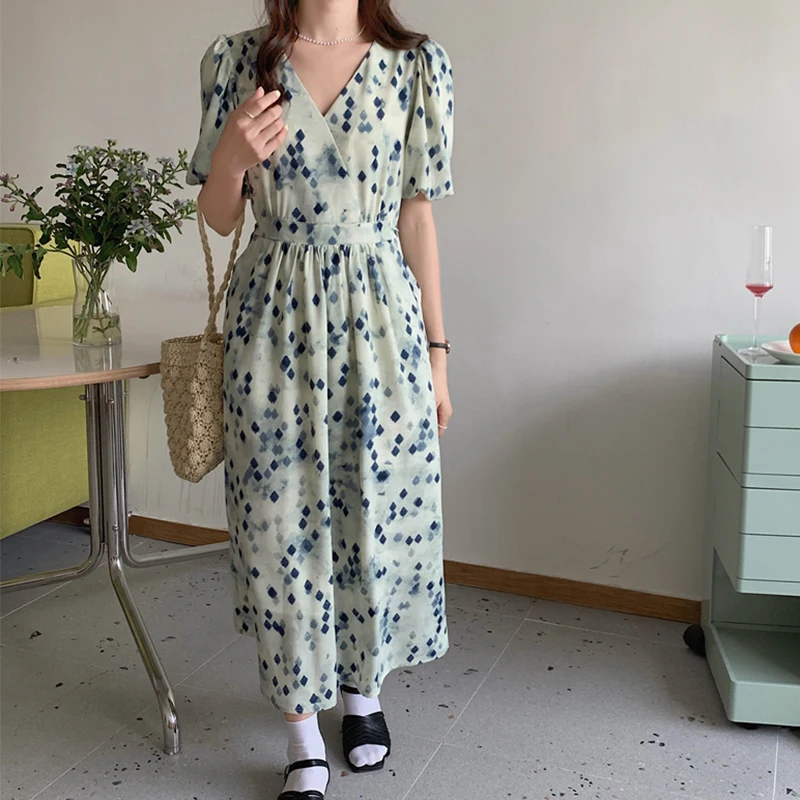 Summer V-Neck High Waist Woman Dress Long Elegant Casual Print Short Sleeve Dresses with Belt YOU552 
Summer V-Neck High Waist Woman Dress Long Elegant Casual Print Short Sleeve Dresses with Belt YOU552