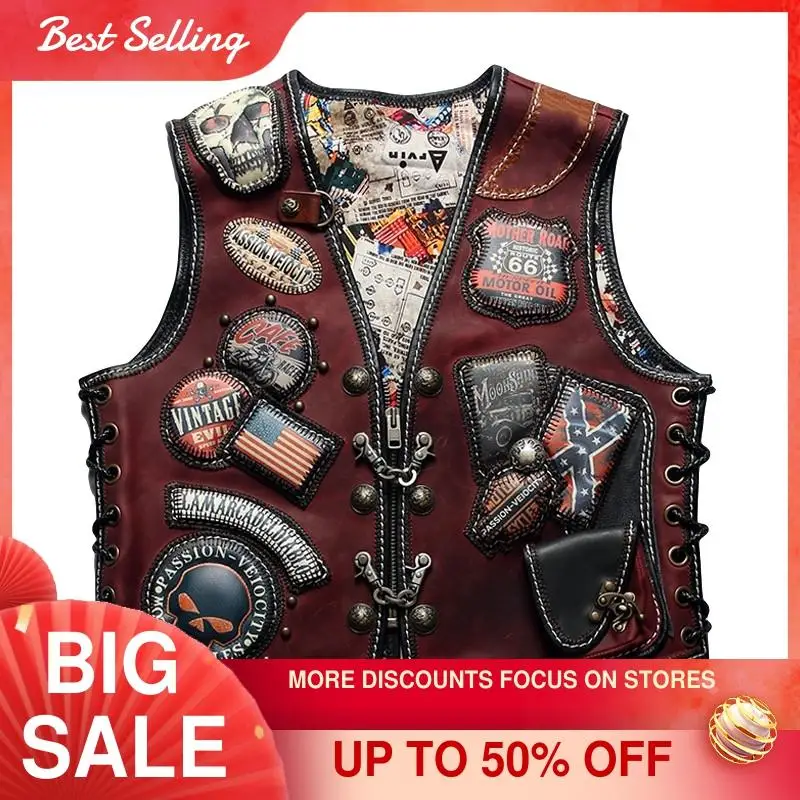 2021 Red Wine American Motorcycle Style Genuine Leather Vest Men Plus Size 8XL Real Natural Thick Horsehide Slim Fit Biker Coat
2021 Red Wine American Motorcycle Style Genuine Leather Vest Men Plus Size 8XL Real Natural Thick Horsehide Slim Fit Biker Coat