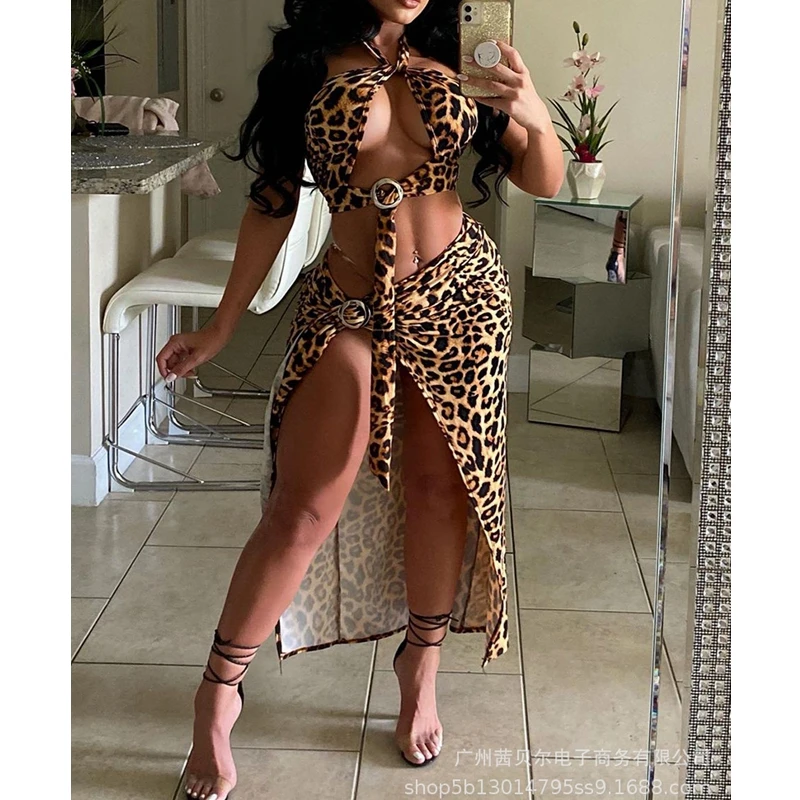 WEPBEL Women's Sexy Leopard Print Slim Three-Piece Summer High Waist Slit Skirt + Spaghetti Strap Backless Top + Panties Set
WEPBEL Women's Sexy Leopard Print Slim Three-Piece Summer High Waist Slit Skirt + Spaghetti Strap Backless Top + Panties Set