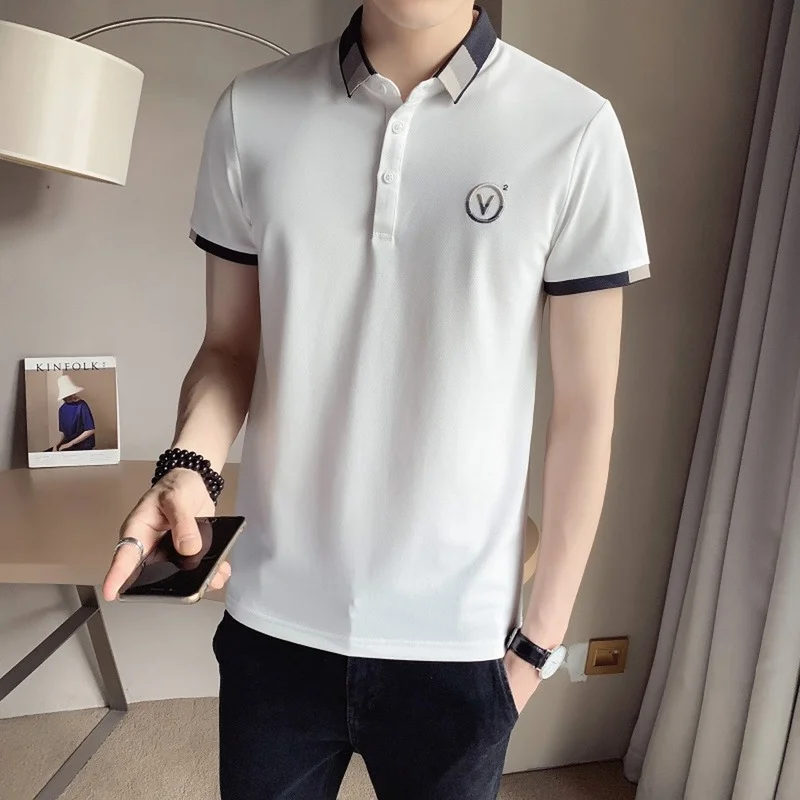 British Style POLO T-shirts for Men's Summer Short Sleeve Slim Fit Business POLO Shirt Casual Social Lapel Tops Male Clothing
British Style POLO T-shirts for Men's Summer Short Sleeve Slim Fit Business POLO Shirt Casual Social Lapel Tops Male Clothing