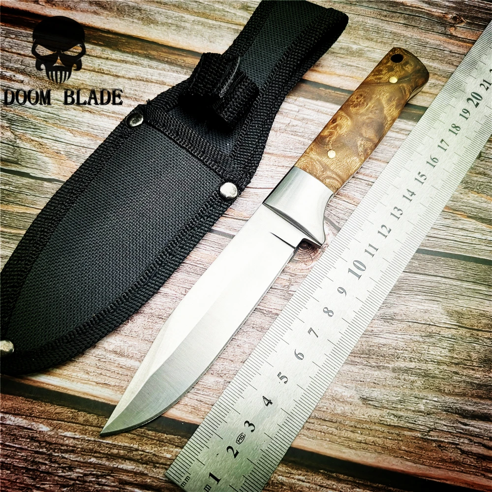 Фото Охотничий нож с фиксированным лезвием 5CR15MOV 200 мм твердость 57HRC деревянная ручка(Aliexpress на русском)