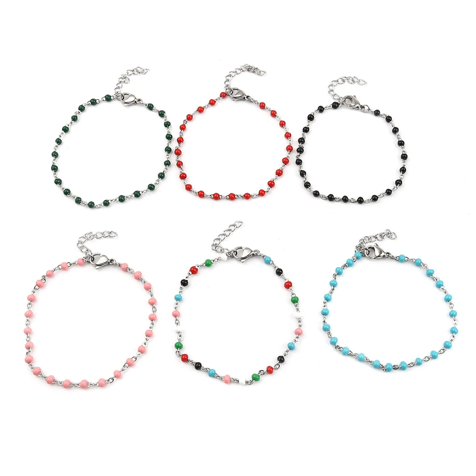 Trendy Bohemian Stainless Steel Bracelet Enamel Beaded Bracelet Silver Chain Simplicity Jewelry For Women Girl Party Accessories
Trendy Bohemian Stainless Steel Bracelet Enamel Beaded Bracelet Silver Chain Simplicity Jewelry For Women Girl Party Accessories