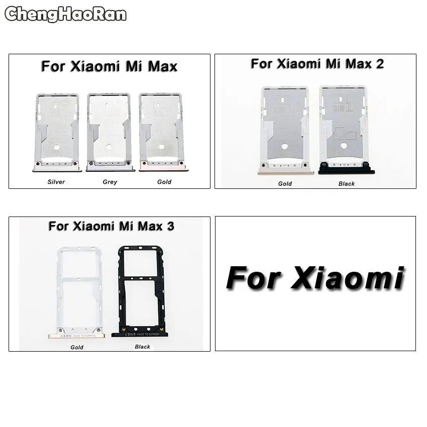 

Адаптеры для sim-карт ChengHaoRan для Xiaomi Mi Max 2 3 Max2 Max3, лоток для сим-карты, держатель гнезда, адаптеры, запасные части для телефона