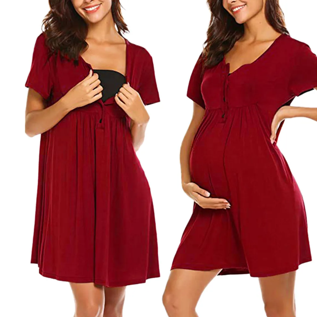 

Одежда для беременных женские ночные рубашки для кормящих матерей одежда для грудного вскармливания платье с коротким рукавом пижамы для б...