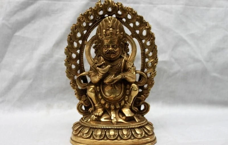 15 см тибетский буддийский храм, латунь, медь, Mahakala, защита божество статуя Будды 
15 см тибетский буддийский храм, латунь, медь, Mahakala, защита божество статуя Будды