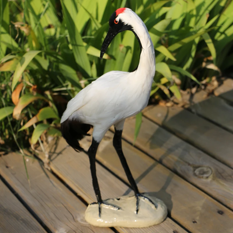 

Lifelike Bird Artificial Red-crowned Crane Animal Figurines Miniatures Statue Home Garden Outdoor Decoration Ornaments Gift