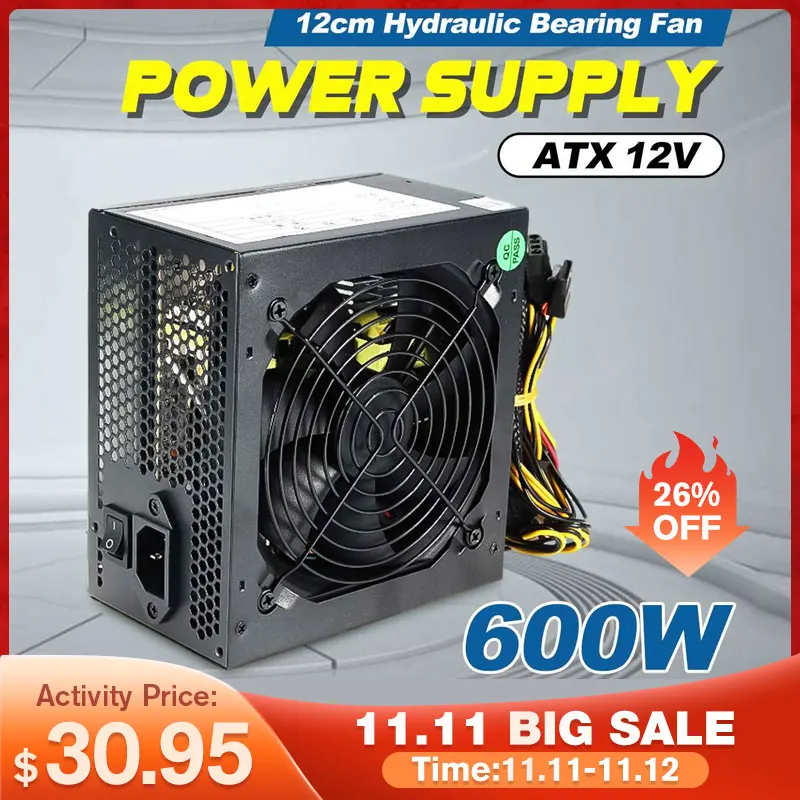 LEORY 600W PC PSU Power Supply Black Gaming Quiet 120mm Fan 20/24pin 12V ATX New computer Power Supply For BTC
LEORY 600W PC PSU Power Supply Black Gaming Quiet 120mm Fan 20/24pin 12V ATX New computer Power Supply For BTC