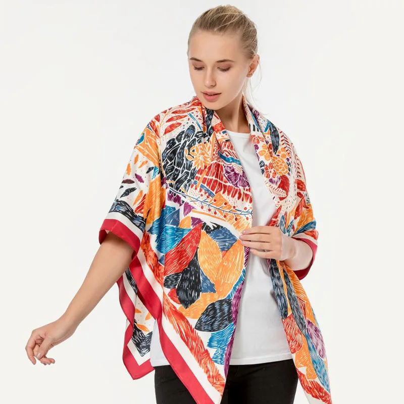 130x130 см шелковый шарф квадратной формы Элитный бренд Для женщин бандана шелка с цветочным рисунком шарфы шали для Для женщин шарфы квадратн... 
130x130 см шелковый шарф квадратной формы Элитный бренд Для женщин бандана шелка с цветочным рисунком шарфы шали для Для женщин шарфы квадратн...