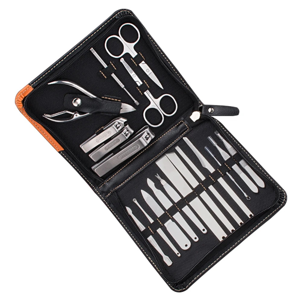 

19pcs Multifunctional Stainless Steel Care Manicure Acne Extractor Nail Clipper Set Pedicure Ear Pick Grooming Tweezers Trimmer