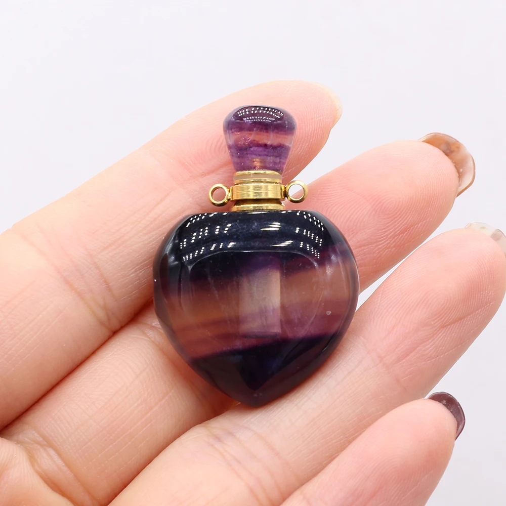 25x40mm Natural Stone Purple Fluorite Perfume Bottle Peach Heart Shape Charm Pendant Jewelry for Making DIY Necklace Accessories
25x40mm Natural Stone Purple Fluorite Perfume Bottle Peach Heart Shape Charm Pendant Jewelry for Making DIY Necklace Accessories