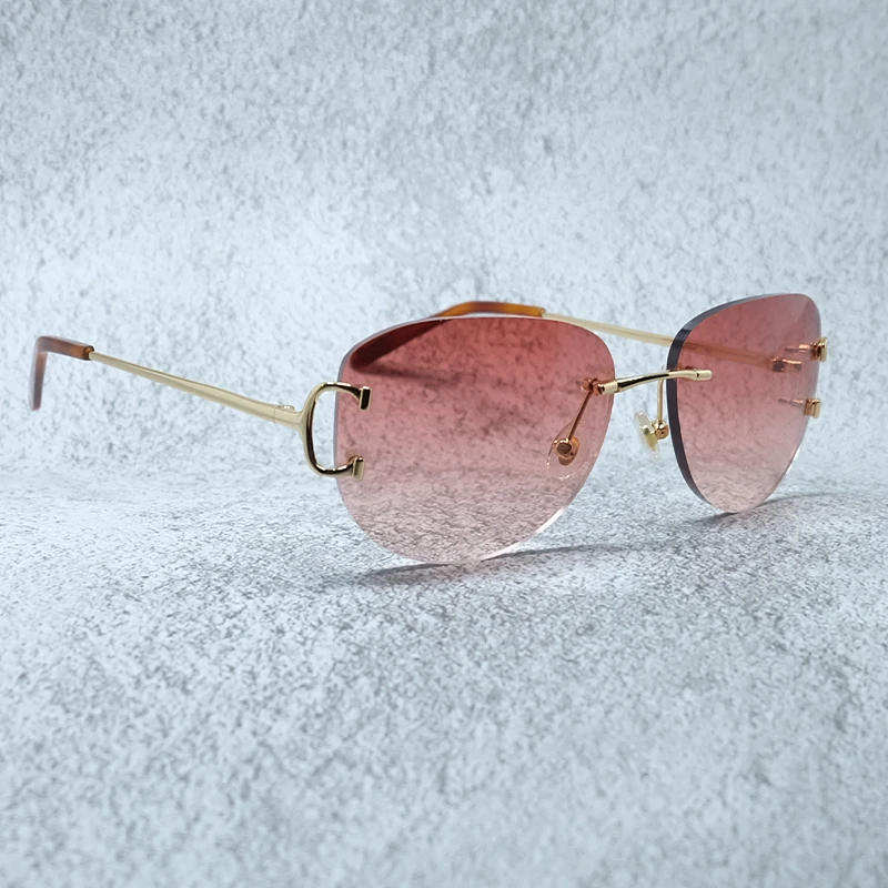 

Luxury Sunglasses Mens Accessories Oval Rimless Carter Sun Glasses Vintage Brand Designer Wholesale High Quality Sunglass