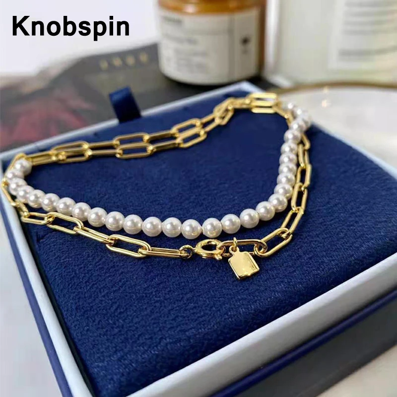 Knobspin 18K Pearl Half Bead Half Chain Necklace 925 Sterling Silver Necklaces Diamond Fine Jewelry Woman Girl Gift
Knobspin 18K Pearl Half Bead Half Chain Necklace 925 Sterling Silver Necklaces Diamond Fine Jewelry Woman Girl Gift
