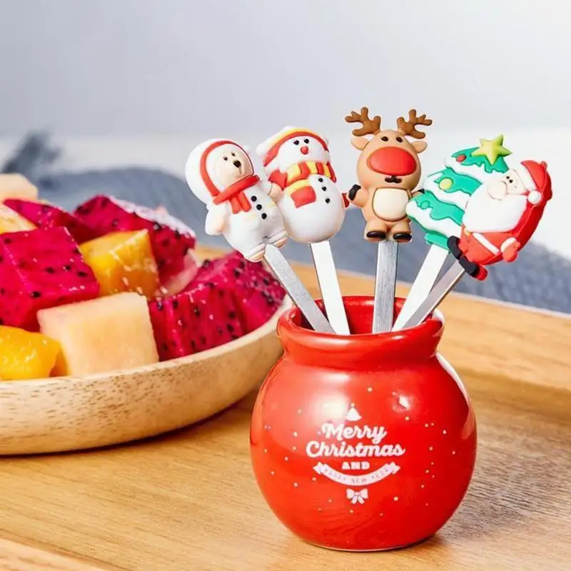 5Pcs/Set Christmas Fruit Fork Stainless Cartoon Santa Claus Salad Stick Dessert For Party Decoration Accessories Vegetable Forks
5Pcs/Set Christmas Fruit Fork Stainless Cartoon Santa Claus Salad Stick Dessert For Party Decoration Accessories Vegetable Forks