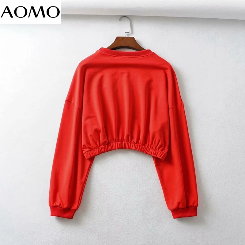 AOMO women fashion embroidery crop sweatshirts long sleeve O neck loose pullovers female tops 2U09A
AOMO women fashion embroidery crop sweatshirts long sleeve O neck loose pullovers female tops 2U09A