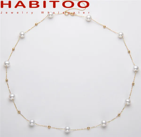 HABITOO Luxury Pure AU750 18K Solid Gold Pearl Link Chain Necklace 8-9mm Natural White Freshwater Pearl Necklace Women Jewelry
HABITOO Luxury Pure AU750 18K Solid Gold Pearl Link Chain Necklace 8-9mm Natural White Freshwater Pearl Necklace Women Jewelry