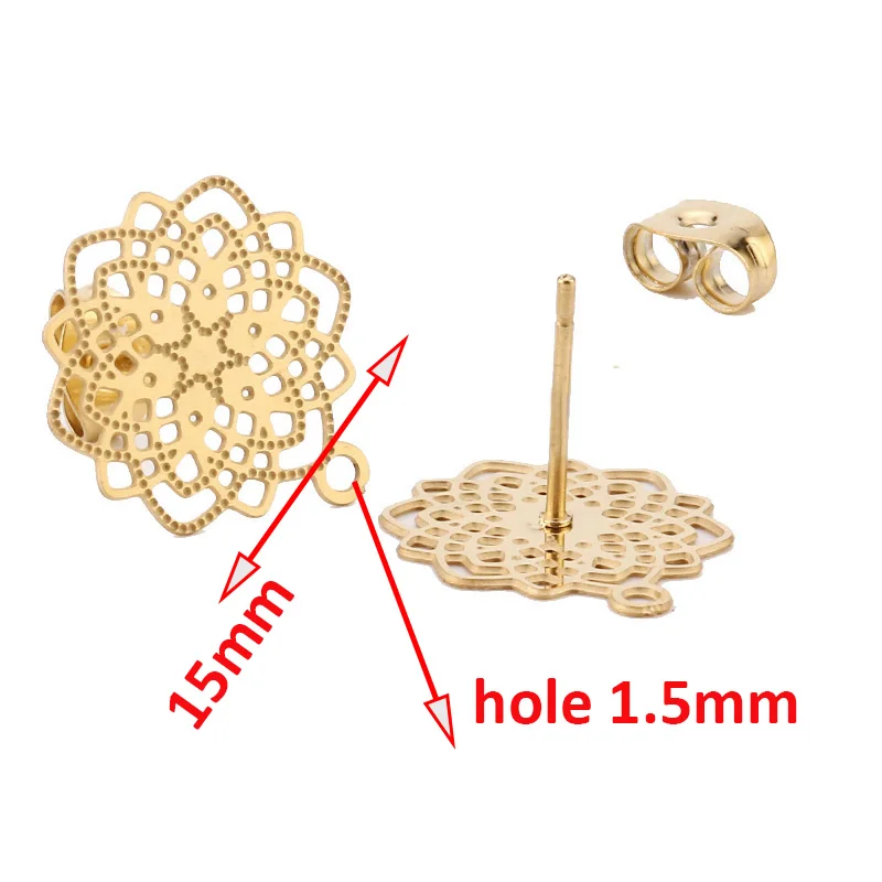 10pcs Stainless Steel Hollow Flower Gold Earring Stud Posts Pins with Hole for DIY Making Components
10pcs Stainless Steel Hollow Flower Gold Earring Stud Posts Pins with Hole for DIY Making Components