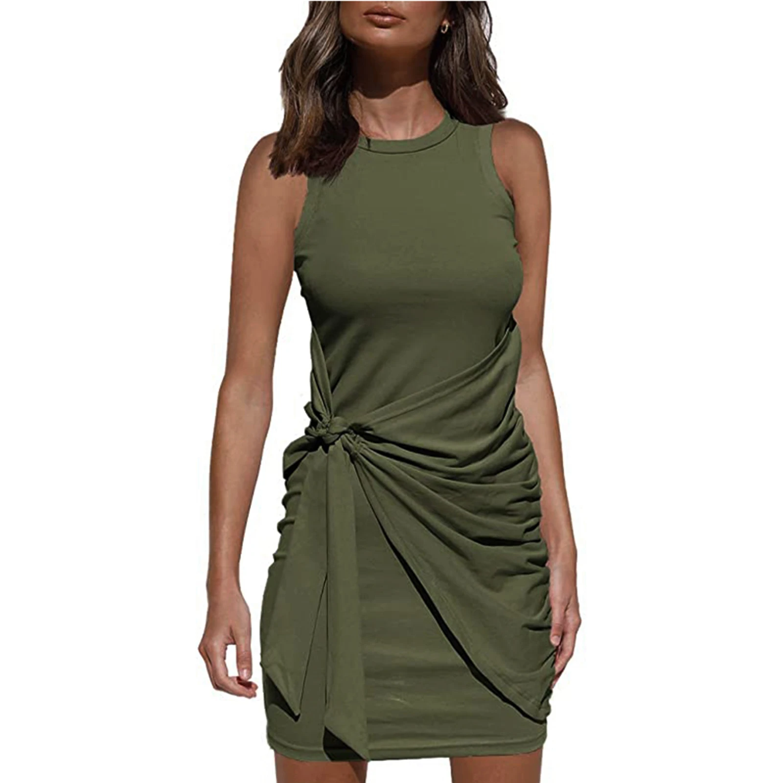 Women Fashion Sleeveless Ruched Drawstring Summer Casual Office Outfits Ladies Bodycon Wrap Mini Short Party Club Dress
Women Fashion Sleeveless Ruched Drawstring Summer Casual Office Outfits Ladies Bodycon Wrap Mini Short Party Club Dress
